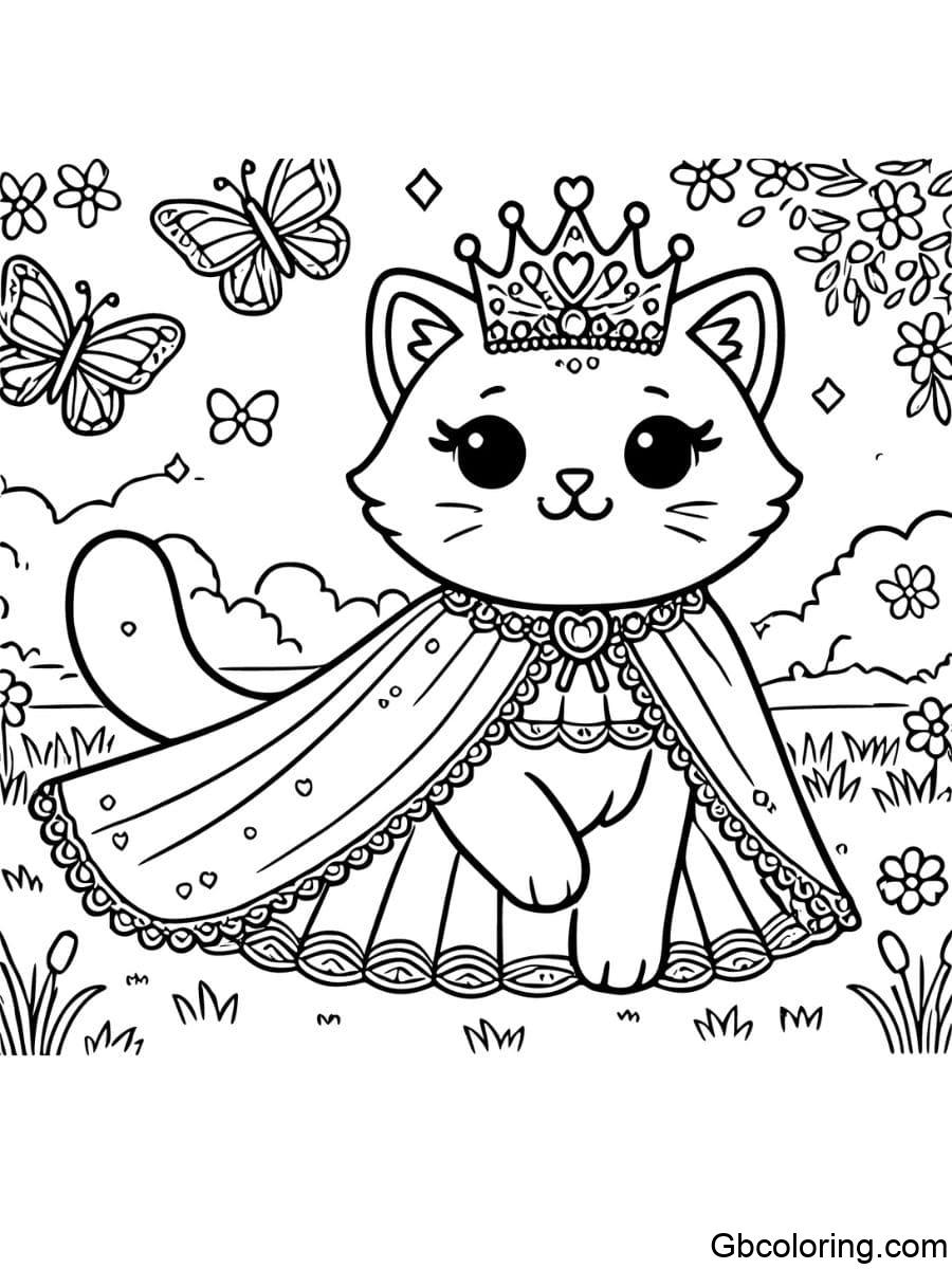 princess cat garden coloring pages