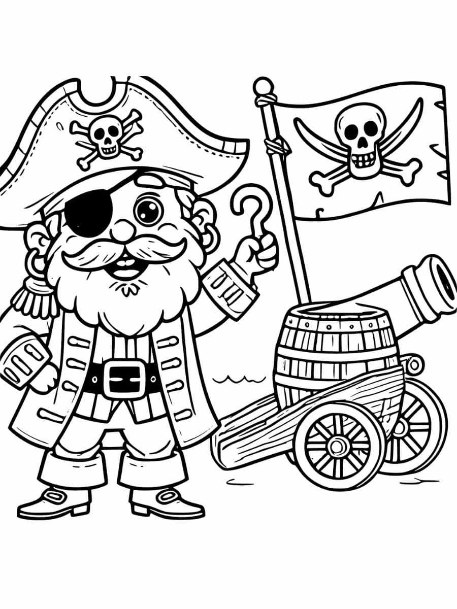 Pirate Captain With Hook pirate coloring pages