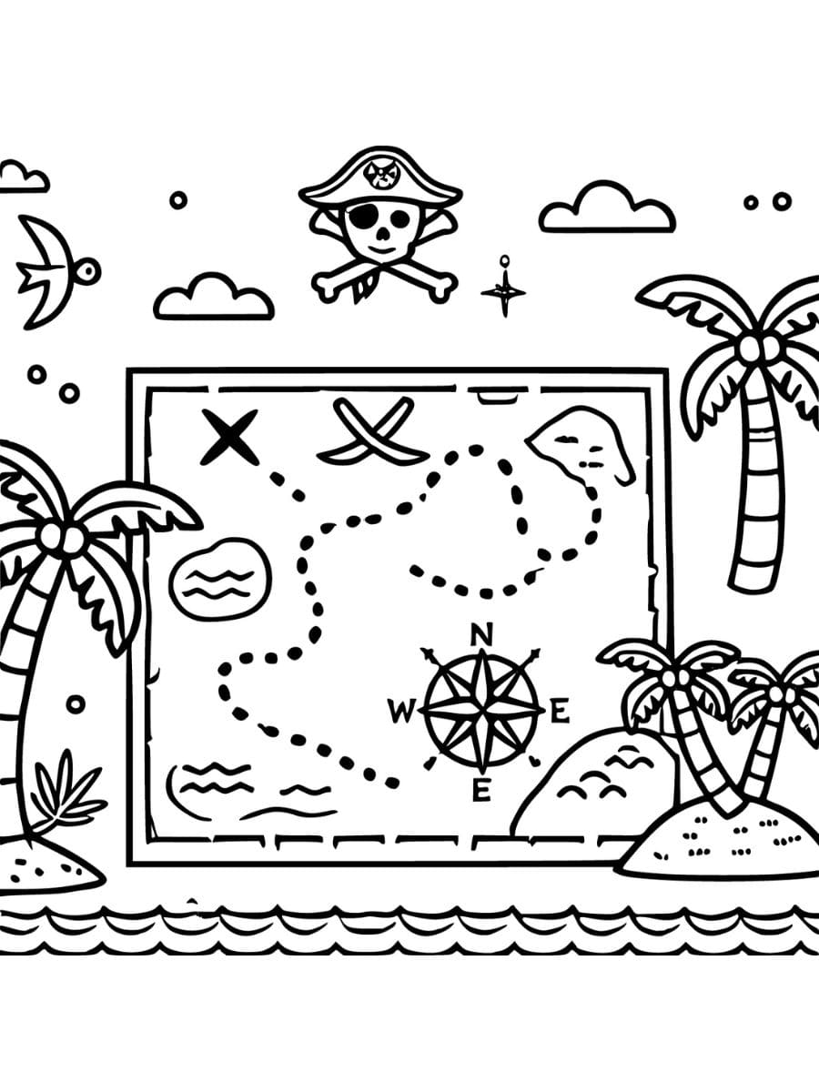 Pirate Treasure Map pirate coloring pages