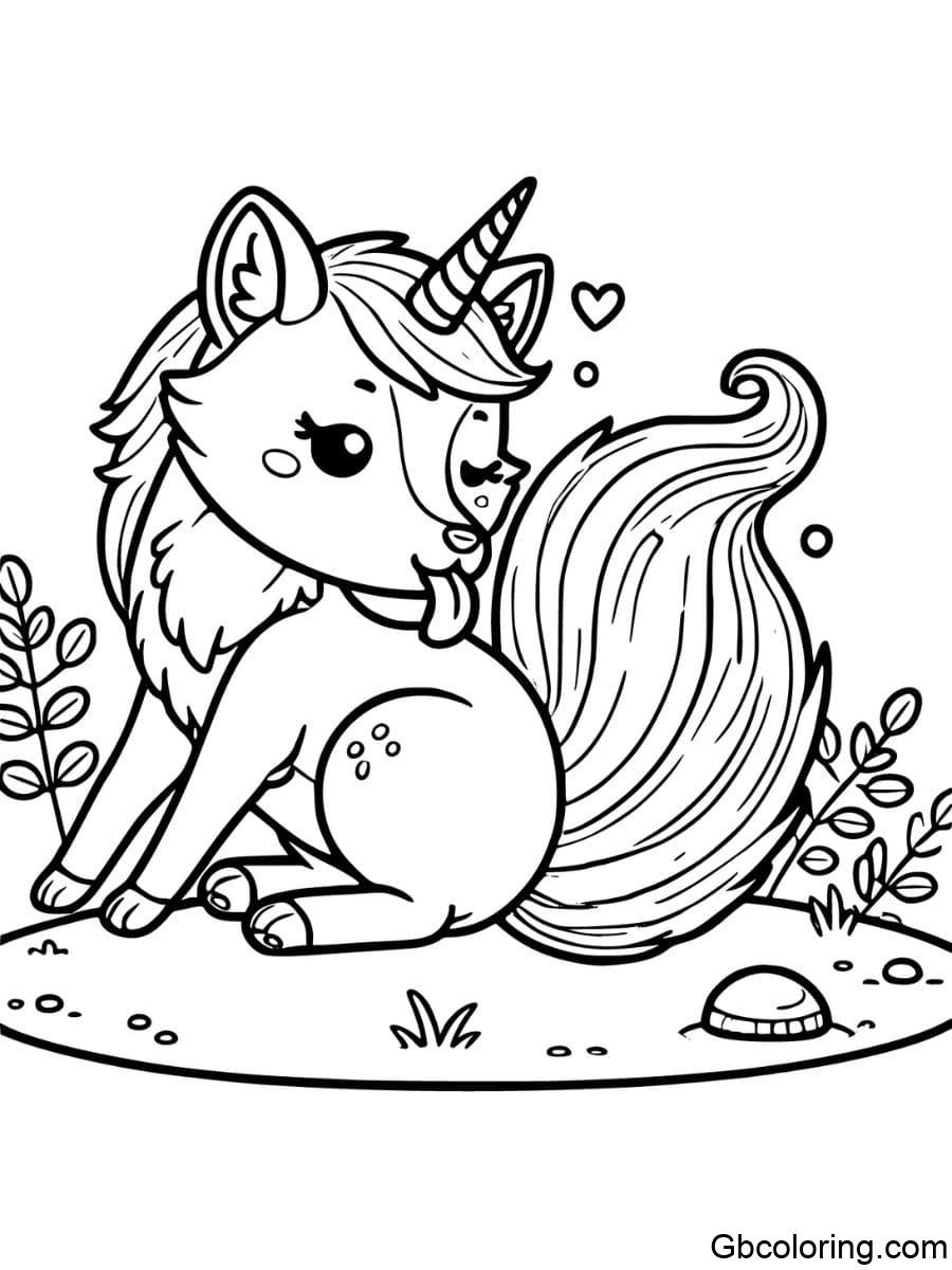 grooming unicorn fox coloring pages